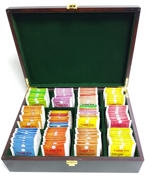 MPM PLAZA - Gift Tea Box Wooden Luxury 12 Compartment with 170 Tea Bags (120in 10flav+50 unflavoured Premium) – £RRP 59.99 to £24.99